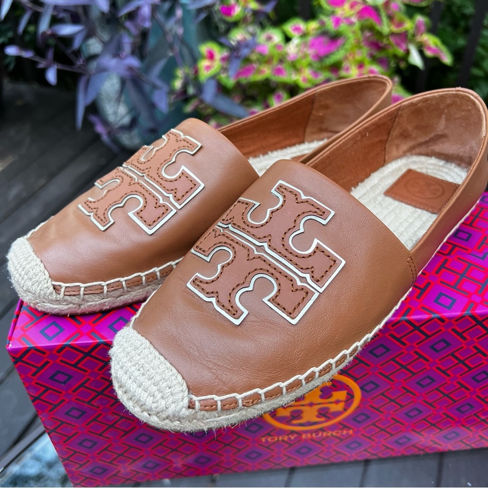Tory Burch Ines Espadrilles in Tan Nappa Leather Size 8.5 - Picture 2 of 16